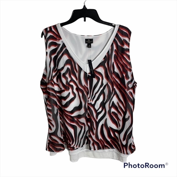 Worthington Tank Top NWT 3X Black Red White Sleeveless Top Women’s - Picture 1 of 7